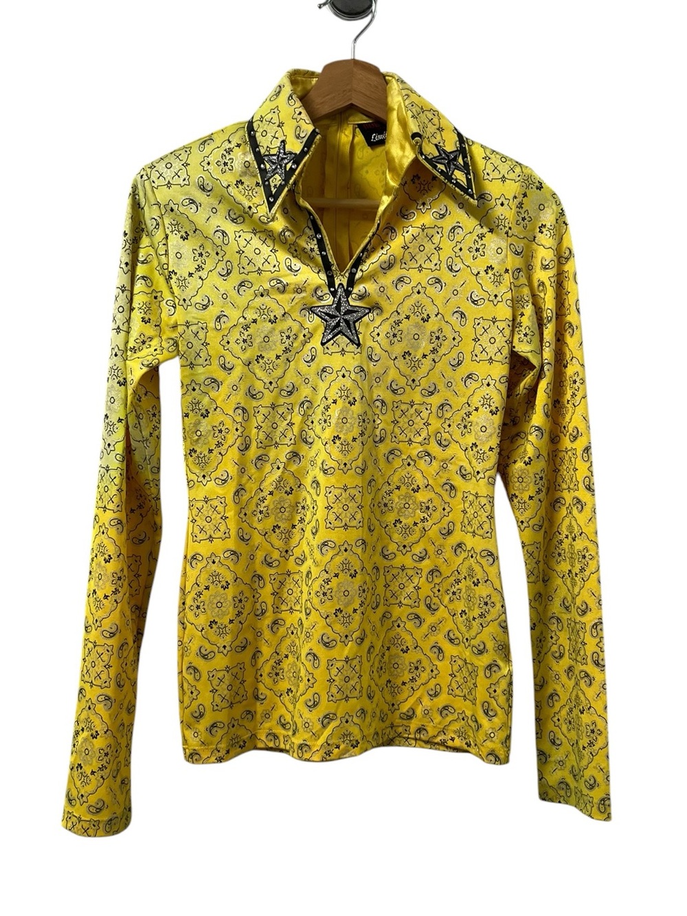 Hobby Horse Limited Edition Women’s Small Yellow Western Equestrian Show Top